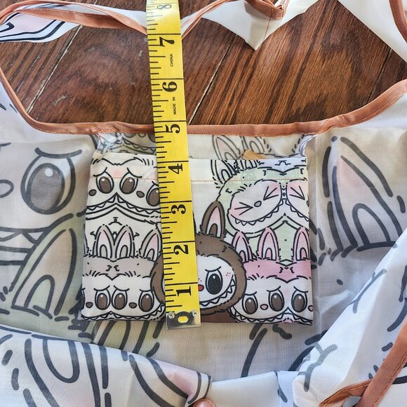 Labubu Grey Foldable Reusable Shopping Bag with Small Pouch – Nylon - Picture 9 of 13